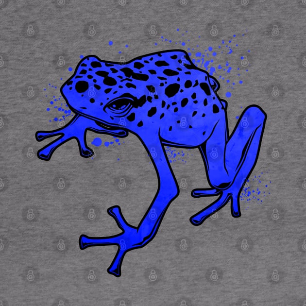 Frog drawing - Blue poison dart frog by Modern Medieval Design